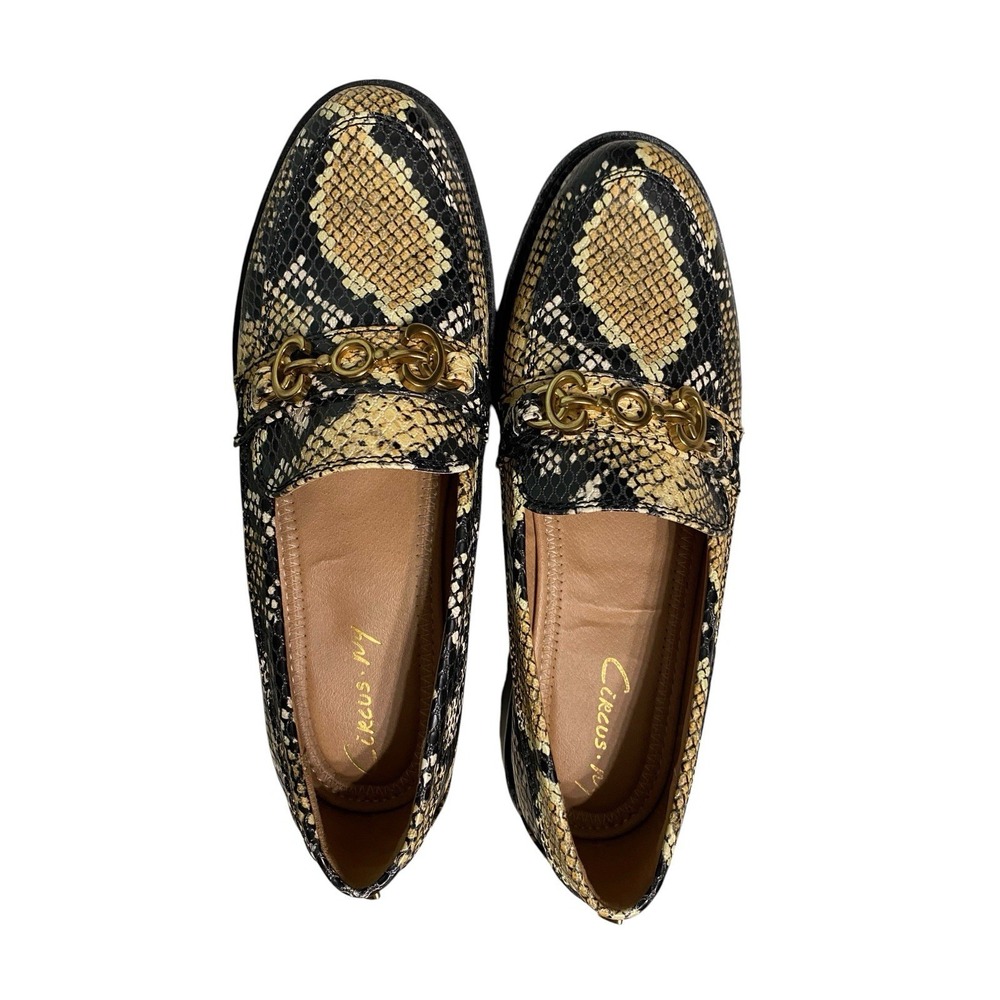 Circus by Sam Edelman Ella Faux Snakeskin Lug Sole Loafers Chain Women's 7.5 - Picture 2 of 5